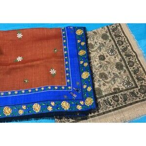 Pair Of Ladies Scarves With Light Fringed Edges 30”x 30”